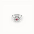Loen Jewelry silver signet ring with pink starburst gemstone, inspired by Parisian New Wave.